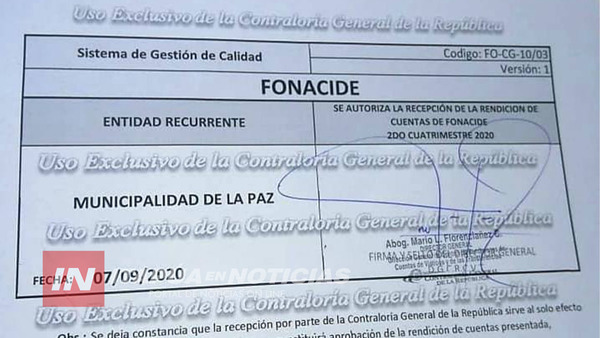 MUNICIPALIDAD DE LA PAZ RINDIÓ CUENTAS ANTE CONTRALORÍA