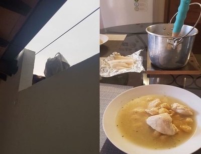 Crónica / Doña da comida a vecinos con covid