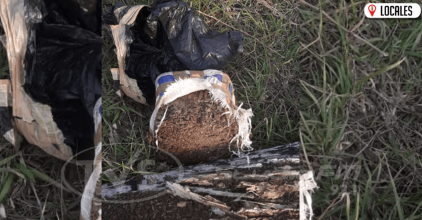 Hallan bolsa arpillera con supuesta marihuana en su interior