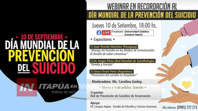 REITERAN INVITACIÓN PARA LA JORNADA DE PREVENCIÓN DEL SUICIDIO EN ENCARNACIÓN