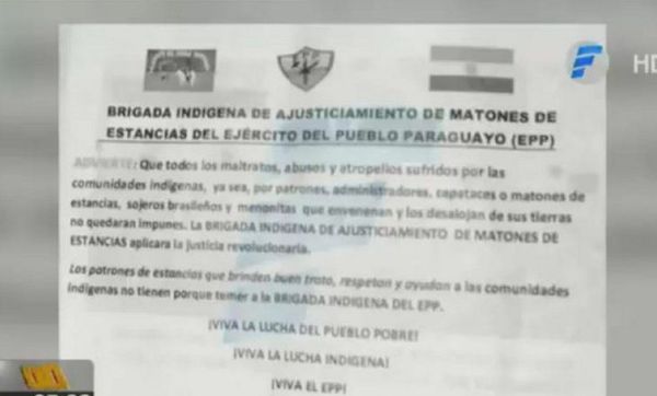 Panfleto hallado indica que “Brigada Indígena” del EPP perpetró el secuestro - El Trueno