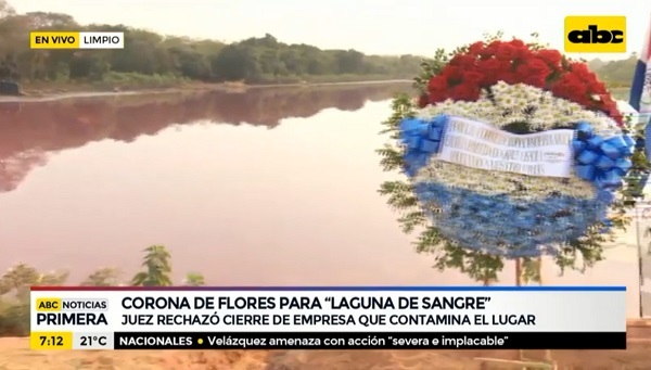 Vecinos protestan en la laguna Cerro con corona de flores