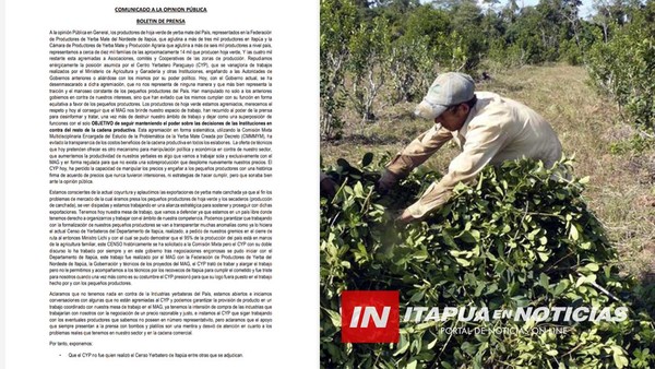SECTOR DE YERBATERO DESCALIFICAN AL CENTRO YERBATERO PARAGUAYO.