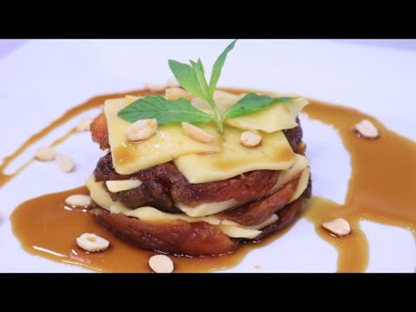 Hígado a caballo con poroto kesú y Mil hojas de dulce de mamón y queso Paraguay | Recetas
