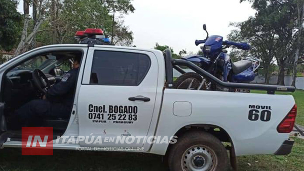 POLICIAS DE LA COMISARÍA DE BOGADO RECUPERAN MOTOCICLETA HURTADA