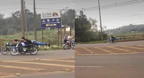 MOTOCICLISTAS REALIZAN ALOCADAS MANIOBRAS SOBRE RUTA N° 1.