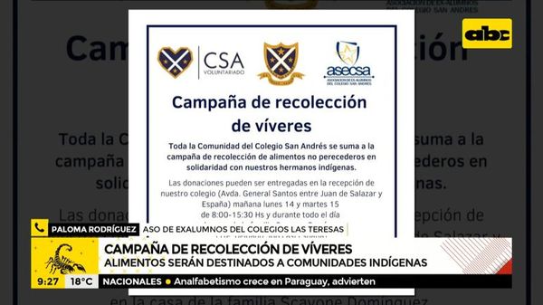 Campaña de recolección de víveres para comunidades indígenas - ABC Noticias - ABC Color