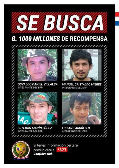 Gobierno ofrece 1.000 millones por datos precisos de los líderes del EPP - Nacionales - ABC Color