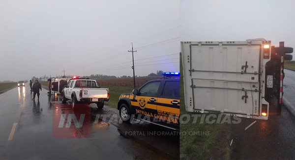 CAMIÓN VOLCÓ EN ZONA SAN RAFAEL TRAS DESPERFECTOS MECÁNICOS.