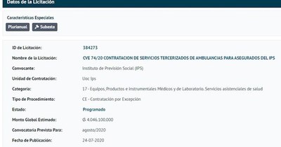 La Nación / Contrataciones objeta otro llamado de IPS para servicio de ambulancias