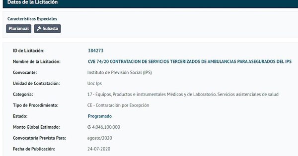 La Nación / Contrataciones objeta otro llamado de IPS para servicio de ambulancias