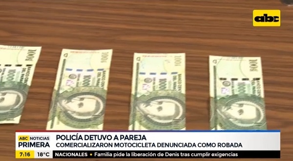 Detienen a pareja tras robo de moto y extorsión