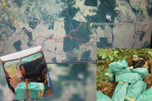 A 15 km del lugar de enfrentamiento con el EPP, cae cargamento de marihuana oculta en una fosa