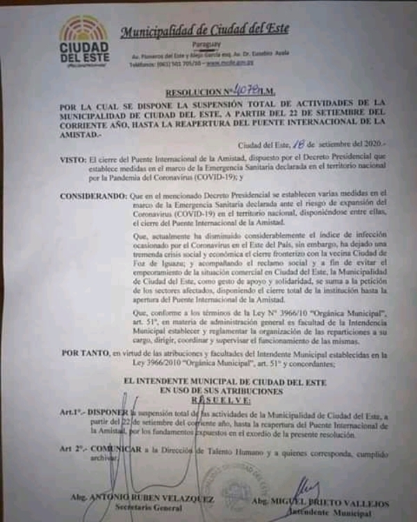 Desde el 22 de septiembre Comuna cierra sus puertas hasta reapertura del Puente - Noticde.com