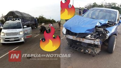 DOS MOTOCICLISTAS LESIONADOS EN ACCIDENTE SOBRE RUTA 8 EN CNEL BOGADO