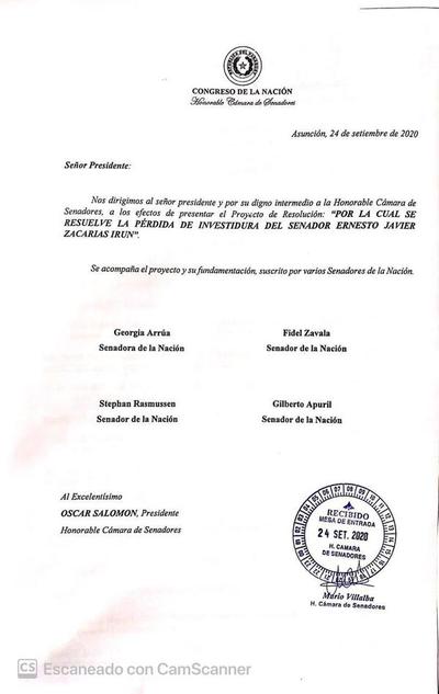 Piden pérdida de investidura de Zacarías Irún y exigen dictamen de Constitucionales