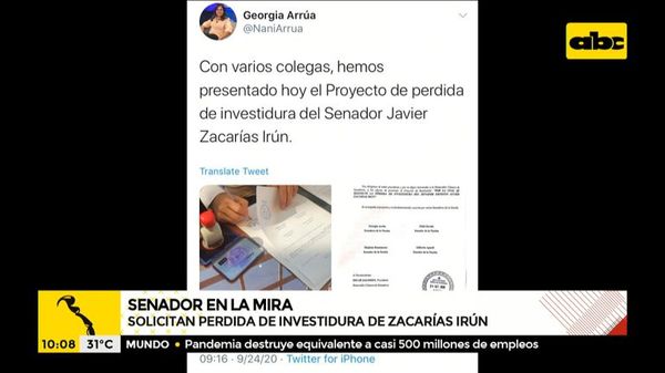 Presentan pedido de pérdida de investidura de Javier Zacarías Irún - ABC Noticias - ABC Color