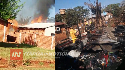 INCENDIO CONSUME VIVIENDA EN BARRIO SAN JUAN DE MARIA AUXILIADORA