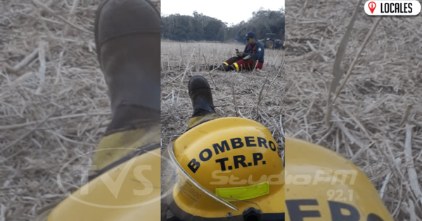 Bombero rindió examen parcial mientras apagaba un incendio