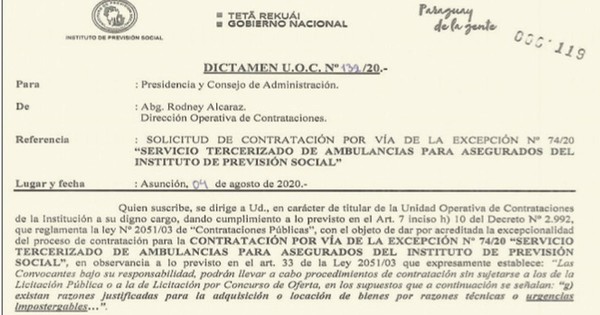 La Nación / IPS no justifica compra urgente y alquilará servicio de ambulancia