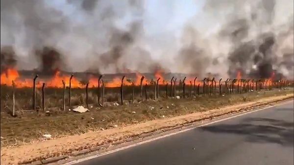 Bomberos logran controlar incendio en predio del aeropuerto