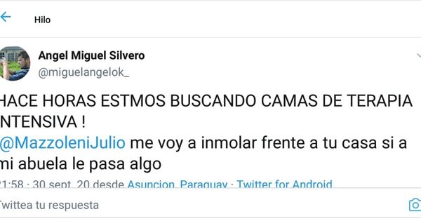 La Nación / Joven busca terapia para su abuela y amenaza con inmolarse frente a casa de Mazzoleni