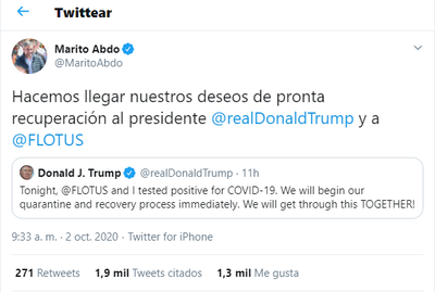 Mario Abdo es tendencia en Twitter por error en una foto publicada y su saludo a Donald Trump - Nacionales - ABC Color