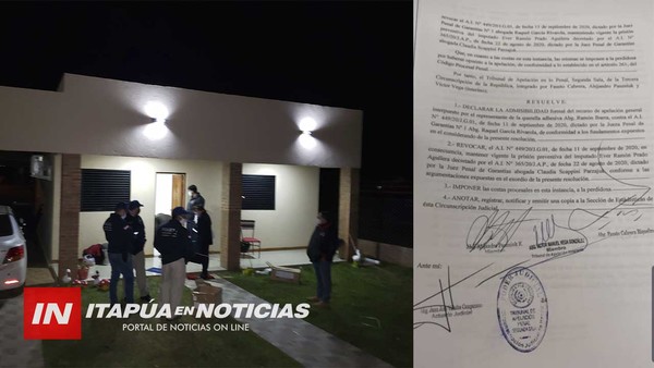 REVOCAN ARRESTO DOMICILIARIO A IMPUTADO POR LAVADO DE DINERO EN CNEL. BOGADO
