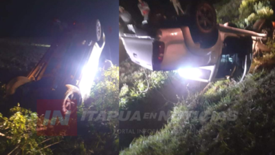 VUELCO DE CAMIONETA DEJA DOS HERIDOS EN MARÍA AUXILIADORA 