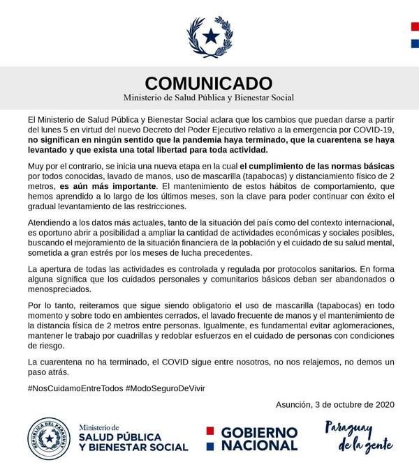 Persiste pésima comunicación oficial: Salud Pública debió aclarar que la cuarentena no terminó a pesar de eliminarse las fases - ADN Paraguayo