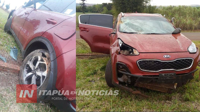 PERDIÓ EL CONTROL TRAS ESQUIVAR UN BACHE Y TERMINÓ VOLCANDO EN CAPITÁN MEZA