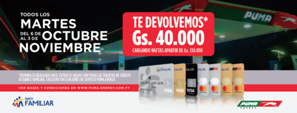 HOY / Puma Energy y Banco Familiar lanzan nueva promoción para sus clientes
