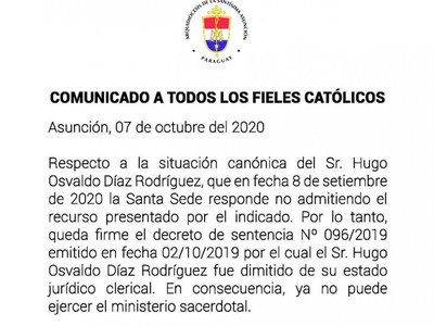 El Vaticano ratifica la expulsión de un pa'i