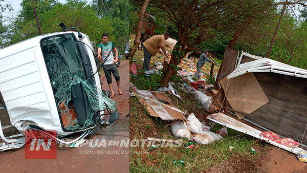 CAMIÓN REPARTIDOR DE BEBIDAS VOLCÓ EN NATALIO KM 15