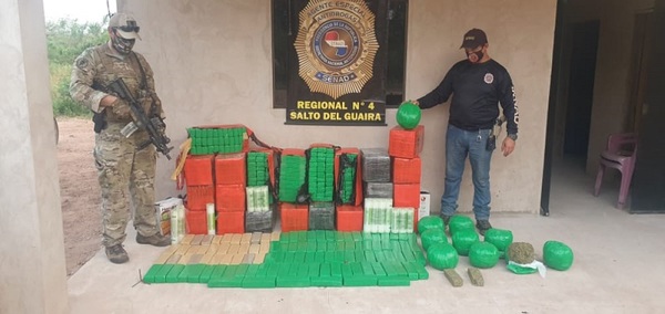 Incautan 500 kilos de marihuana en Salto del Guairá