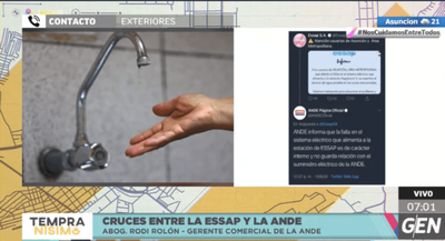 Corte de agua en planta de ESSAP no se debió a falta de suministro de energía, según gerente de ANDE - ADN Paraguayo