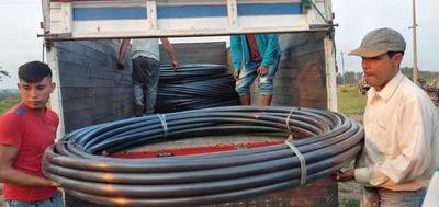 LA MUNICIPALIDAD DE ALTO VERÁ ENTREGÓ CAÑOS PARA MEJORA DE PROVISIÓN DE AGUA