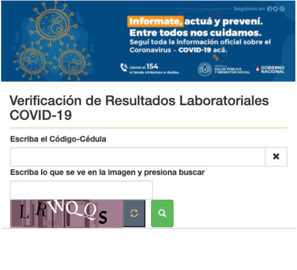 Donde puedo ver mi resultado de COVID-19? MSPBS