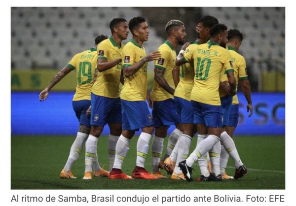 Brasil se luce y arrolla a Bolivia
