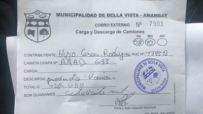 Transportista lamenta cobro abusivo de tasas municipales en Bella Vista Norte - Nacionales - ABC Color