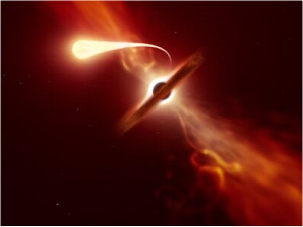 Rara explosión de luz de estrella desgarrada por agujero negro