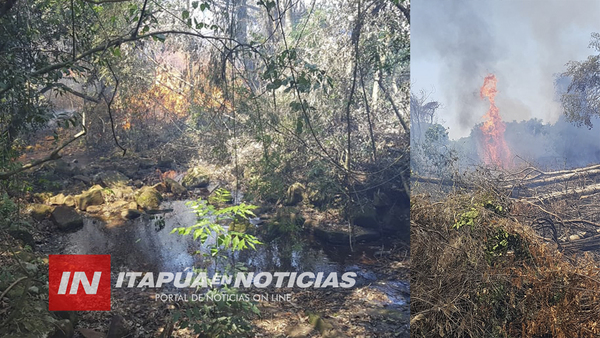 BOMBEROS COMBATEN INCENDIO PROVOCADO EN ITAPÚA POTY