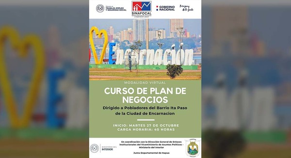 ENCARNACENOS BENEFICIADOS CON CURSO DE PLAN DE NEGOCIOS POR EL SINAFOCAL.