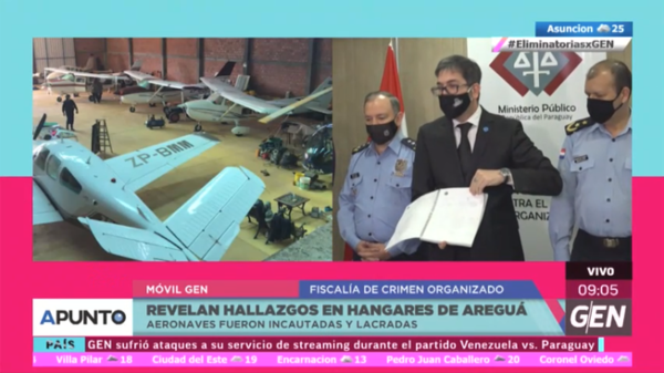 HOY / Fiscales de la Unidad de Crimen Organizado brindan detalles del helicóptero con ploteado de instituciones argentinas hallado en Areguá