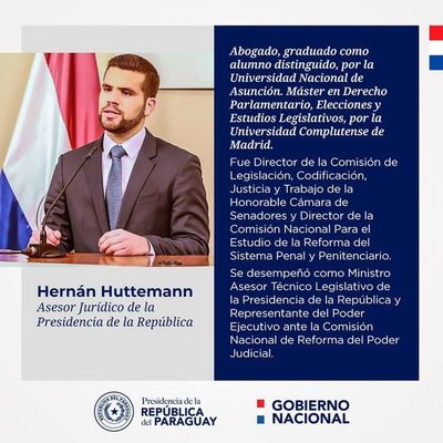 Hernán Huttemann es el nuevo asesor jurídico de la Presidencia de la República - Nacionales - ABC Color