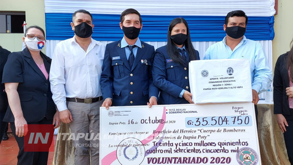 SUPERVISIÓN EDUCATIVA REGIÓN 7 ENTREGÓ MILLONARIO APORTE A BOMBEROS