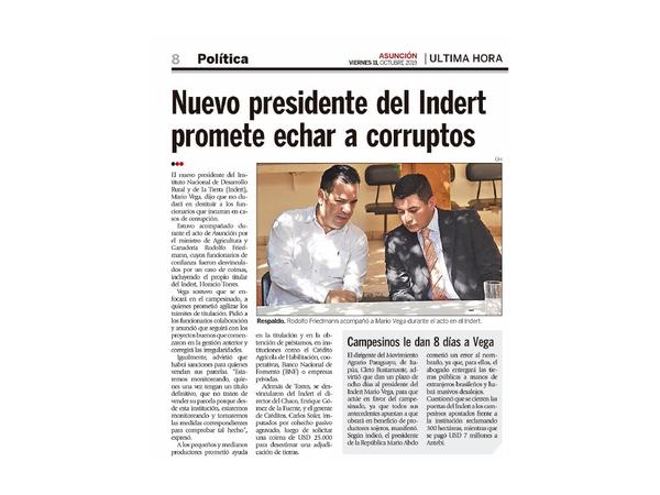 Corrupción en el Indert: Caen por coima el presidente y funcionarios