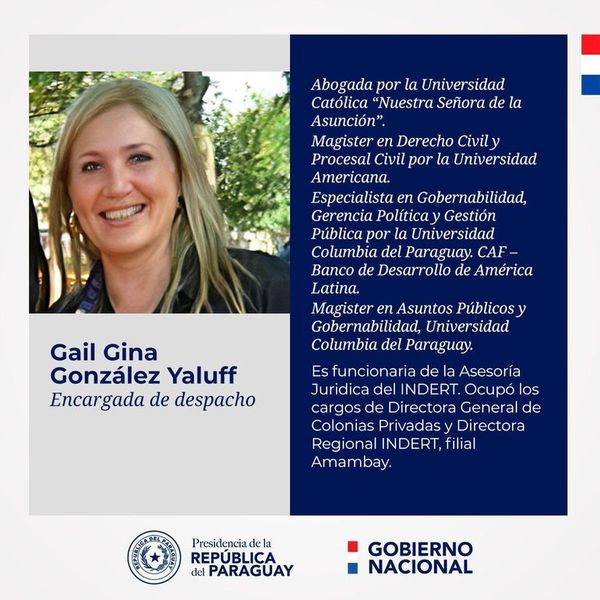 Gail González Yaluff es la nueva titular del Indert  - Nacionales - ABC Color
