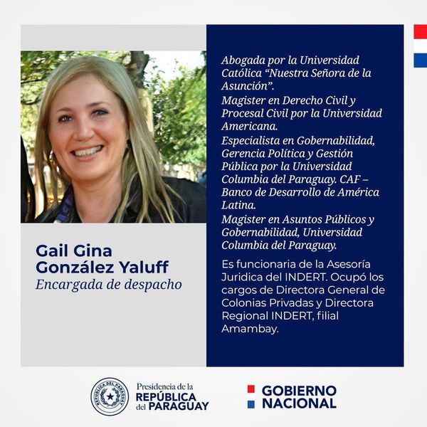 Gail González Yaluff es la nueva titular del Indert - Nacionales - ABC Color