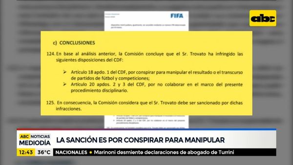 FIFA dio a conocer fundamentos de sanción a Trovato - ABC Noticias - ABC Color
